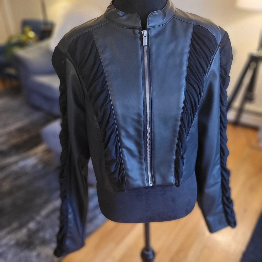 Boy Meets Girl Black Vegan Leather Cropped Jacket XL